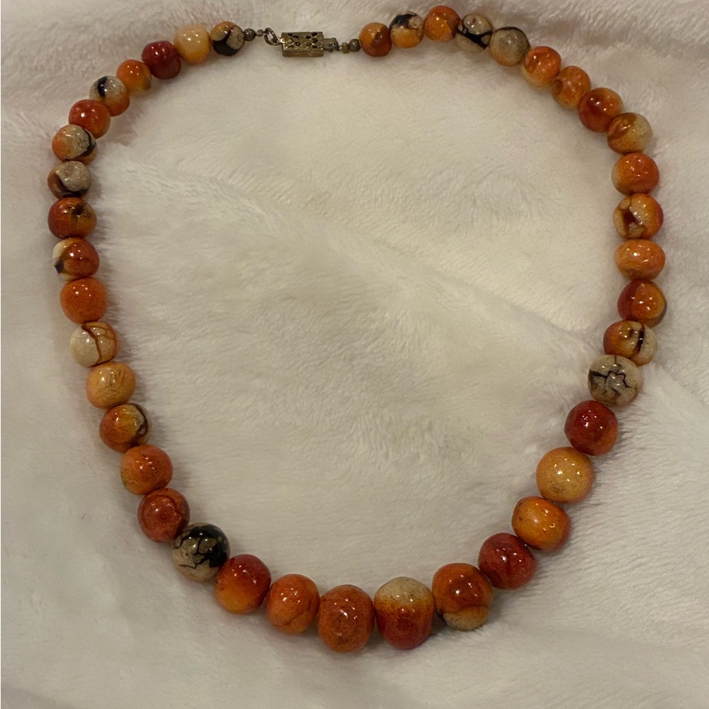 Vintage Antique Apple Coral Beaded Necklace